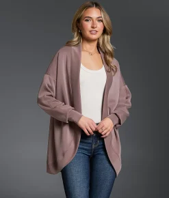 Tops|Activewear | Buckle Black Cocoon Cardigan Deep Taupe