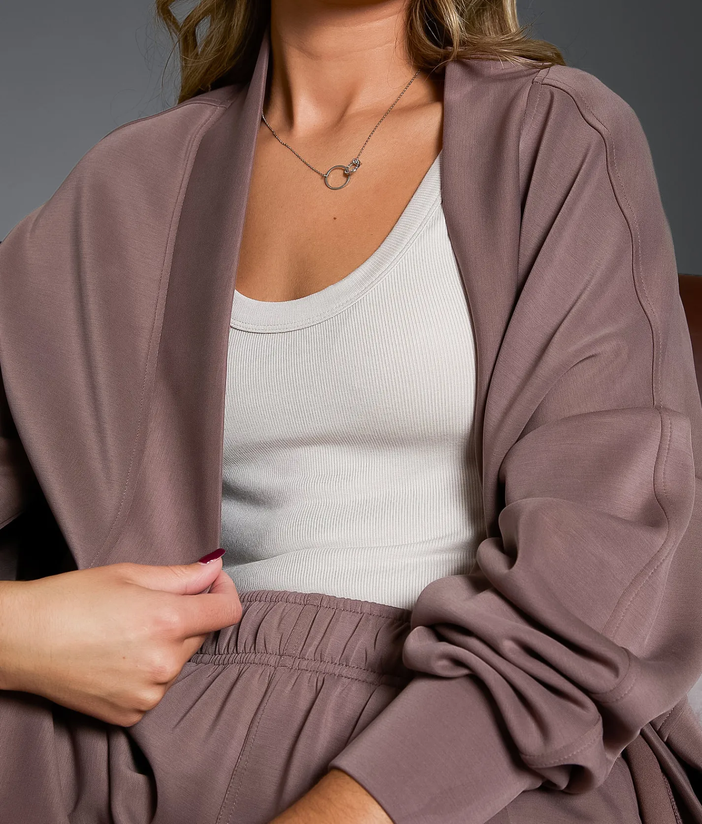 Tops|Activewear | Buckle Black Cocoon Cardigan Deep Taupe
