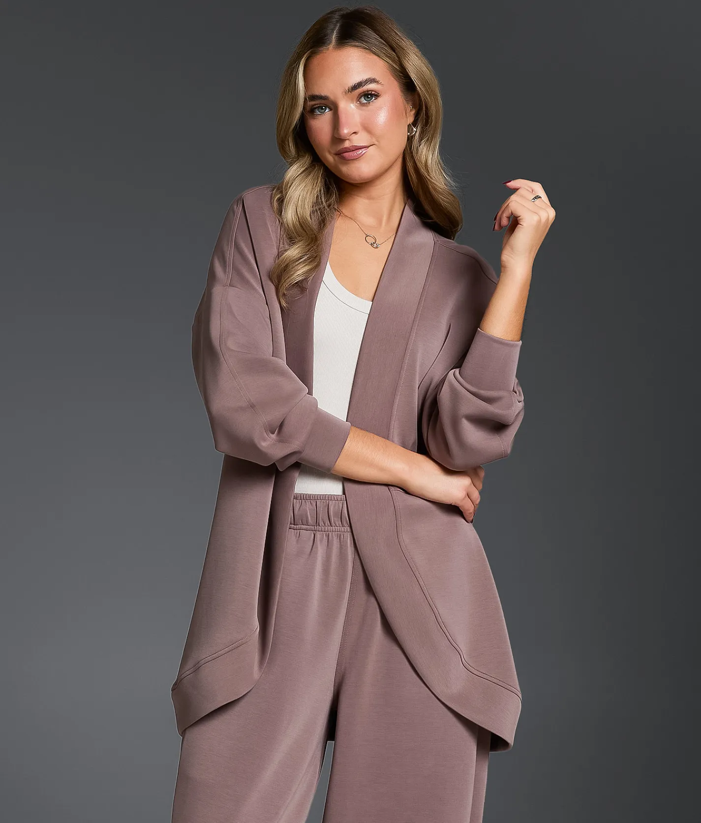 Tops|Activewear | Buckle Black Cocoon Cardigan Deep Taupe