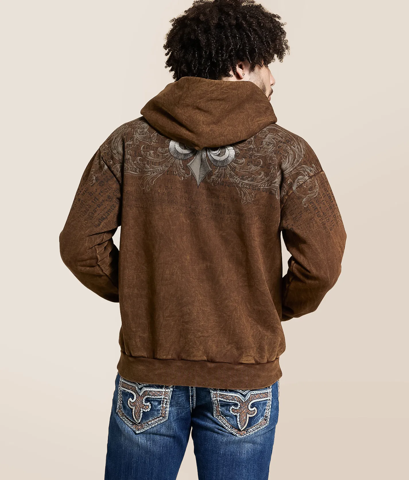 Tops | Affliction Collapse Hooded Sweatshirt Dk Brown Lava Wash