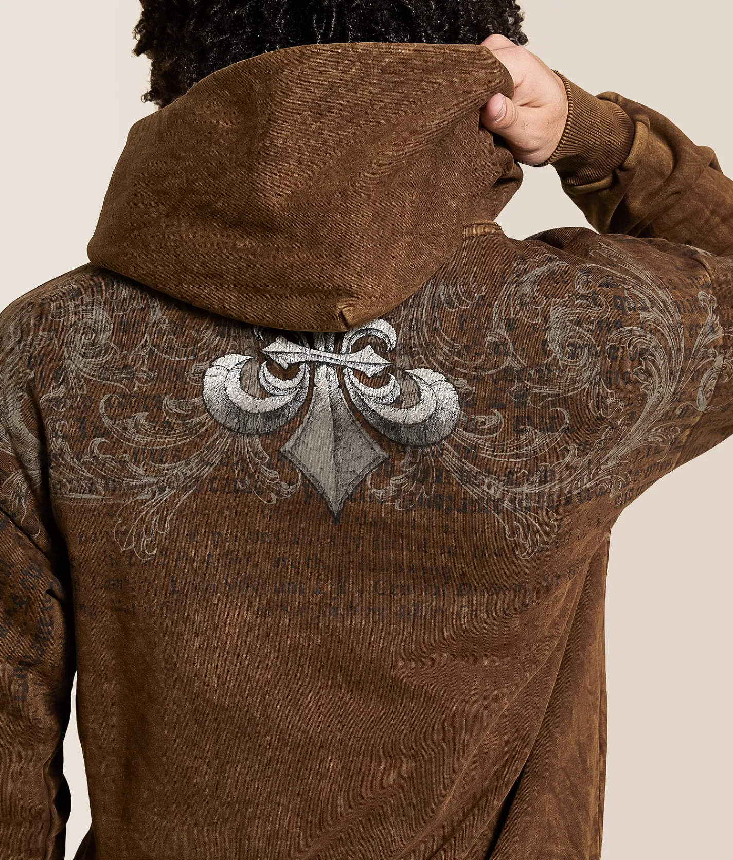 Tops | Affliction Collapse Hooded Sweatshirt Dk Brown Lava Wash