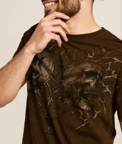 Affliction Collapse T-Shirt Dk Brown Lava Wash New