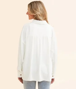 Tops | Daytrip Collared Henley White