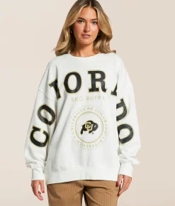 Tops | Gameday SOCIAL® Colorado Buffaloes Oversized Pullover White