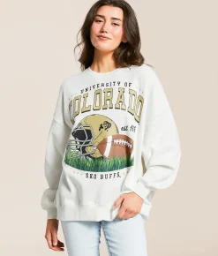 Tops | Gameday SOCIAL® Colorado Buffaloes Oversized Pullover White