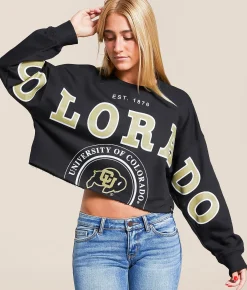 Tops | Gameday SOCIAL® Colorado Cropped Pullover Black