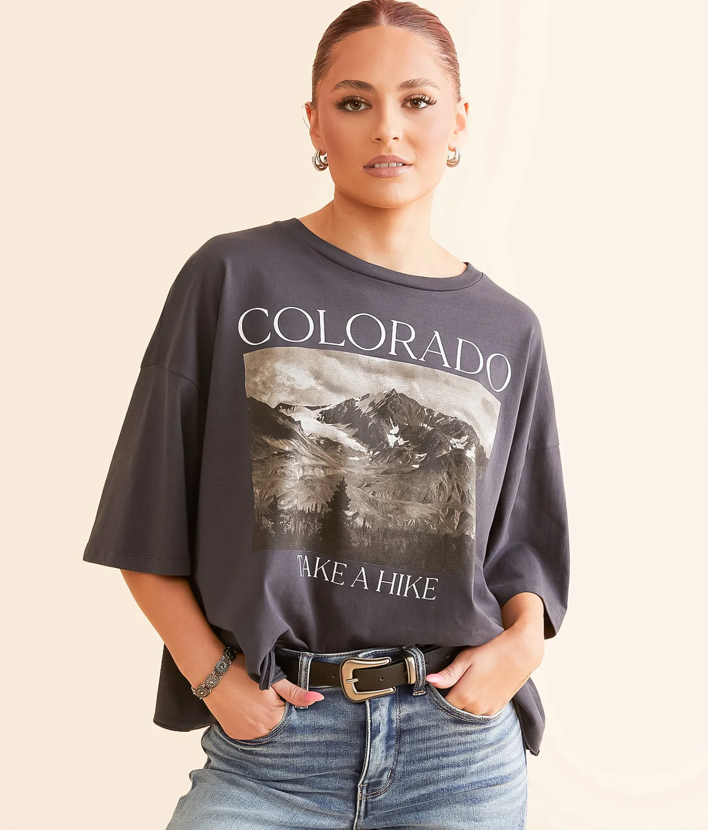 Modish Rebel Colorado Take A Hike Cropped T-Shirt Washed Black Online
