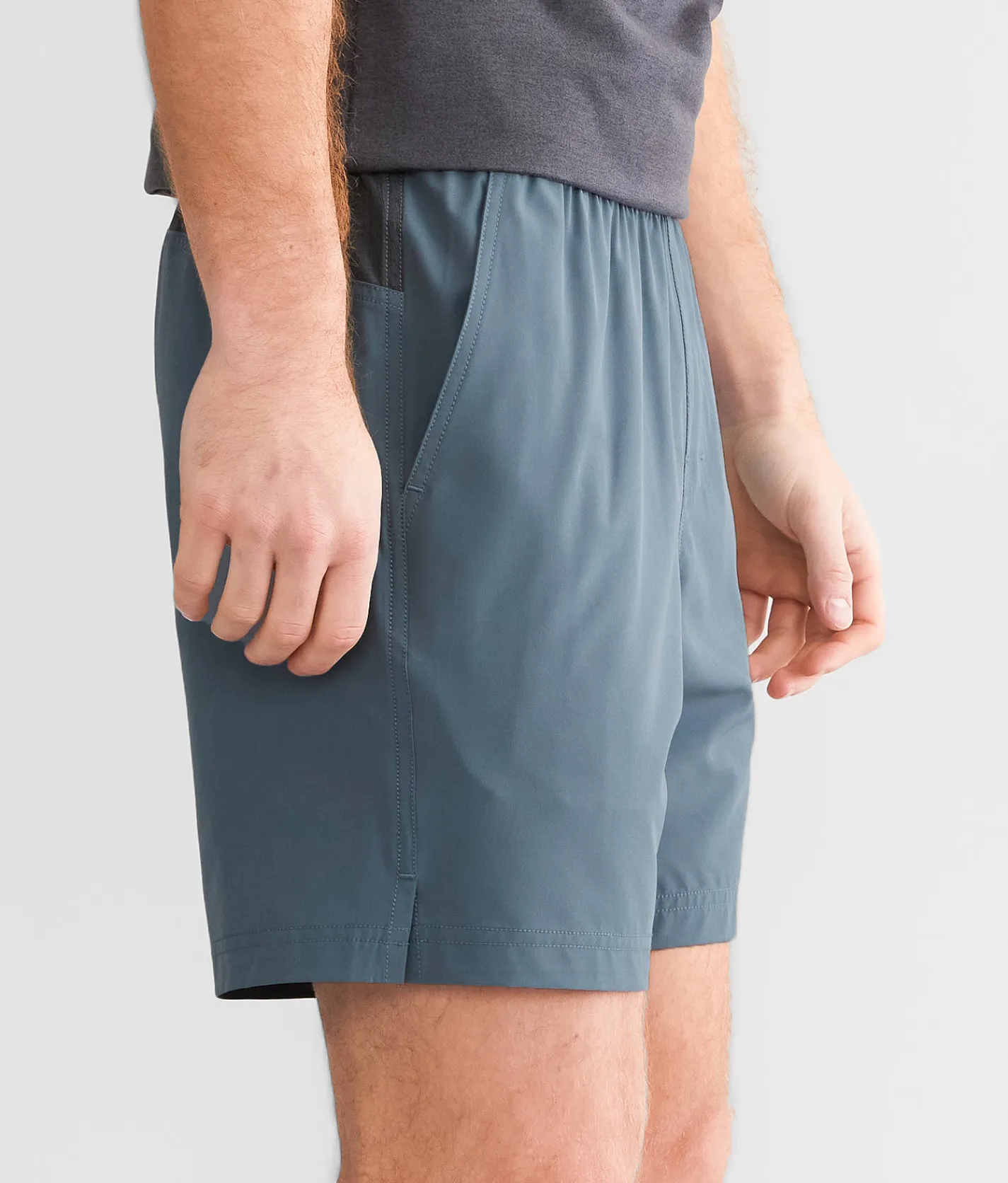 Bottoms|Activewear | Maven Co-op Color Block Active Stretch Short Slate Blue