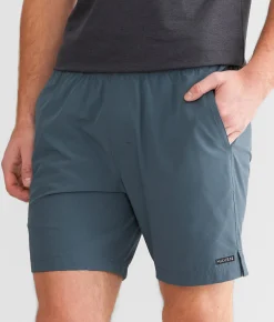 Bottoms|Activewear | Maven Co-op Color Block Active Stretch Short Slate Blue