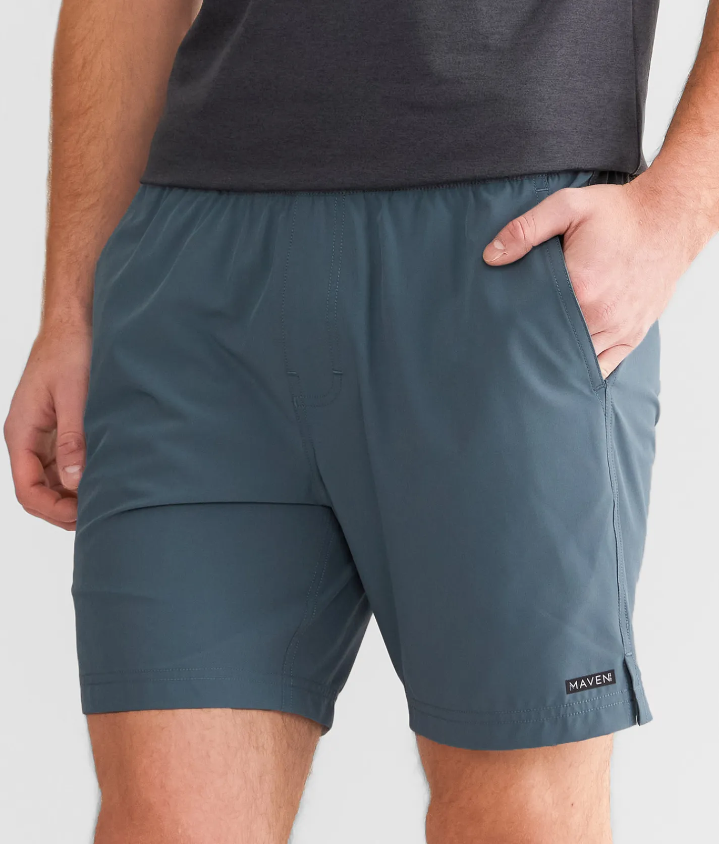 Bottoms|Activewear | Maven Co-op Color Block Active Stretch Short Slate Blue