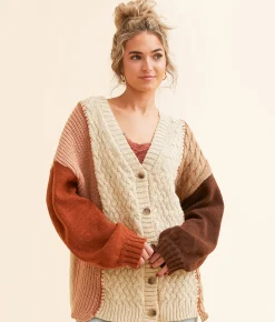 New In Color Block Cardigan Sweater Oatmeal Online