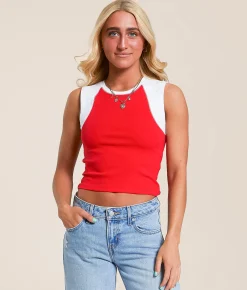 Tops | FITZ + EDDI Color Block Cropped Tank Top High Risk Red