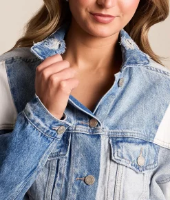 Tops|Coats & Jackets | VERVET by Flying Monkey Color Blocked Denim Jacket Multi