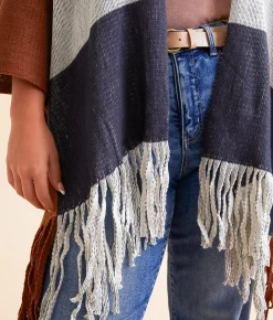 Angie Color Block Fringe Cardigan Sweater - One size Multi Outlet