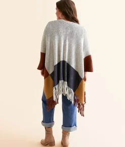 Angie Color Block Fringe Cardigan Sweater - One size Multi Outlet