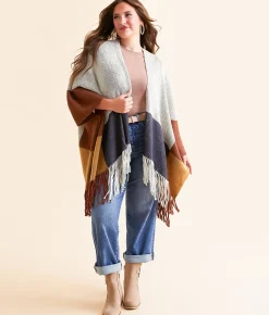 Angie Color Block Fringe Cardigan Sweater - One size Multi Outlet