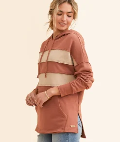 Tops | BKE Color Block Hooded Sweatshirt Apple Butter