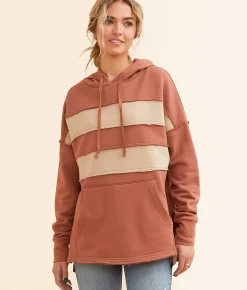 Tops | BKE Color Block Hooded Sweatshirt Apple Butter