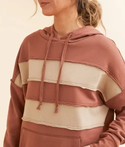 Tops | BKE Color Block Hooded Sweatshirt Apple Butter