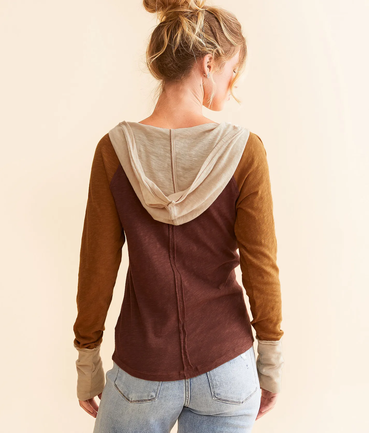 BKE Color Block Hoodie Brown Multi