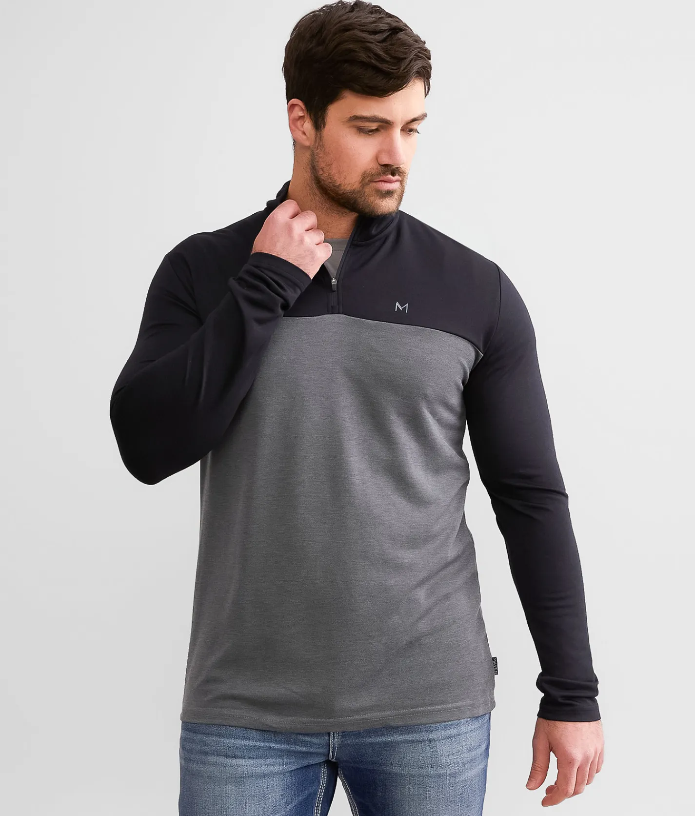 Maven Co-op Color Block Performance Pullover Black Grey Discount