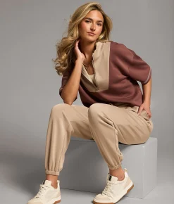 BKE Color Block Quarter Zip Pullover Marron Cobblestone Best