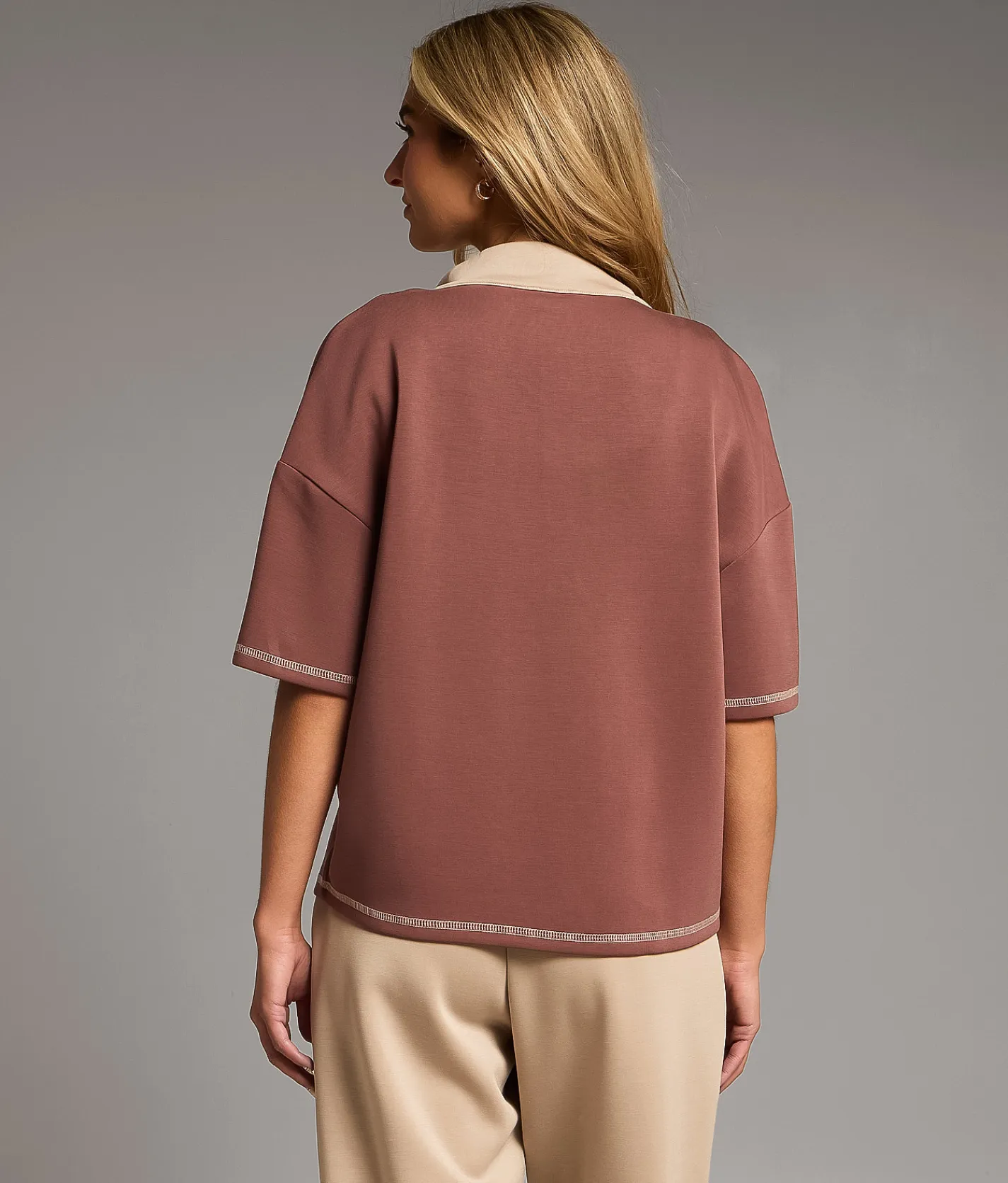 BKE Color Block Quarter Zip Pullover Marron Cobblestone Best