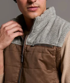 Tops | BKE Color Block Quilted Vest Brown Beige