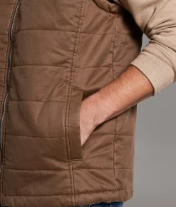 Tops | BKE Color Block Quilted Vest Brown Beige