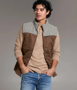 Tops | BKE Color Block Quilted Vest Brown Beige