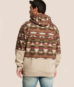 Ariat Color Block Southwestern Hooded Sweatshirt Oatmeal Southwest New