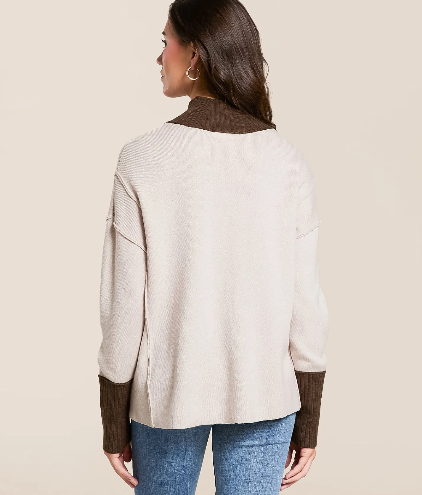 Hyfve Color Block Sweater L Taupe New