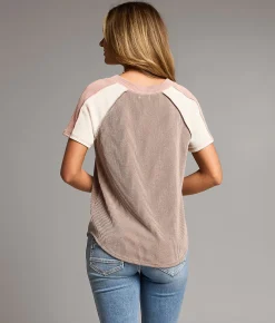 Tops | BKE Color Block Top Deep Taupe