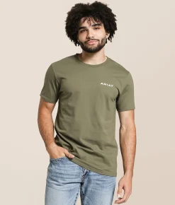 Graphic T-Shirts | Ariat Concrete Longhorn T-Shirt Surplus Green