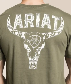 Graphic T-Shirts | Ariat Concrete Longhorn T-Shirt Surplus Green