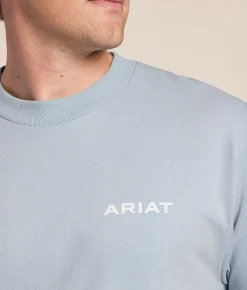 Tops|Graphic T-Shirts | Ariat Concrete Longhorn T-Shirt Arctic Blue