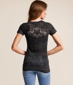 Affliction Constant Pillar Burnout T-Shirt Black Hot
