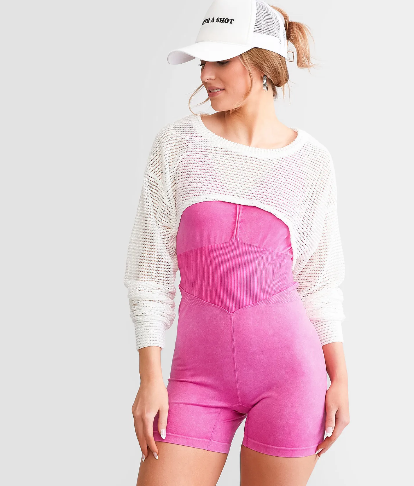 Rompers & Jumpsuits|Activewear | Electrica Contoured Stretch Romper Washed Magenta