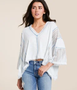 Tops | POL Contrast Stitch Boxy Top Ivory