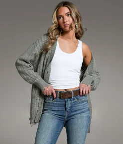BKE Contrast Stitch Cardigan Sweater Vetiver Best
