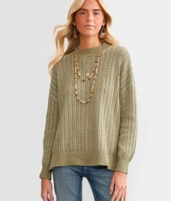 BKE Contrast Stitch Sweater Apple Butter Outlet