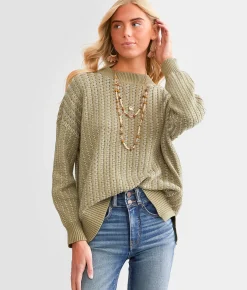 BKE Contrast Stitch Sweater Apple Butter Outlet