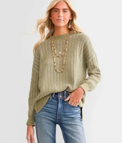BKE Contrast Stitch Sweater Apple Butter Outlet