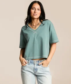 Tops | Gilded Intent Contrast Stitch Top Trellis