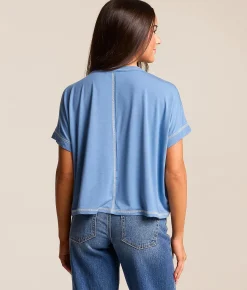 FITZ + EDDI Contrast Stitch T-Shirt Quiet Harbor Online