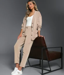 Buckle Black Contrast Trim Cardigan Cobblestone Best