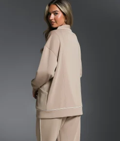 Buckle Black Contrast Trim Cardigan Cobblestone Best