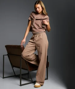 Tops | Buckle Black Contrast Trim Pullover Deep Taupe