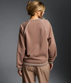 Tops | Buckle Black Contrast Trim Pullover Deep Taupe