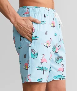Bottoms|Swimwear | Departwest Cool Pool Stretch Swim Trunks Light Blue